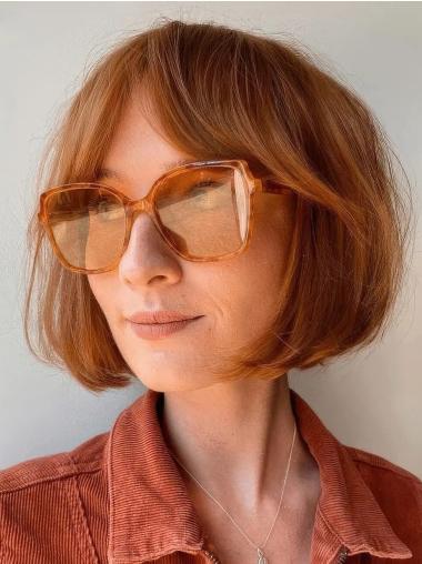 Copper Bob Wig With Bangs Chin Length Straight Synthetic Wigs