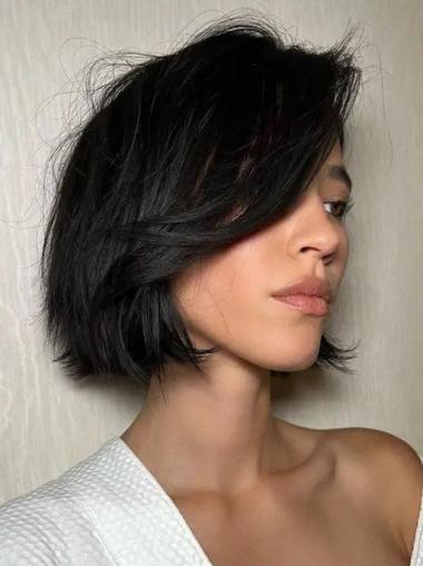 Women'S Bob Wigs Layered Chin Length Straight Synthetic Wigs