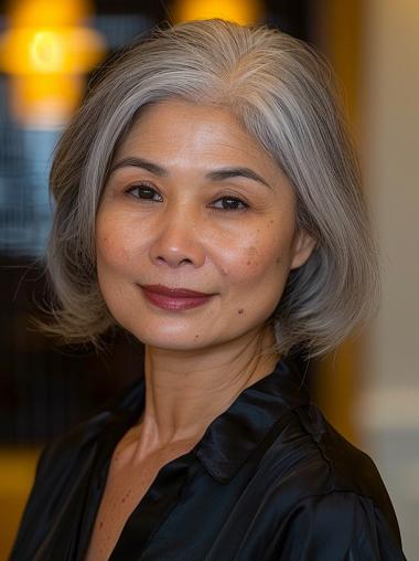 Silver Bob Wigs Lace Front Layered Straight 10" Wigs