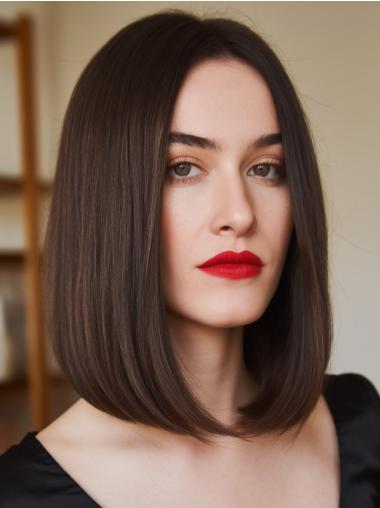 Bob Wig That Looks Real Monofilament Chin Length 12" Without Bangs Wigs