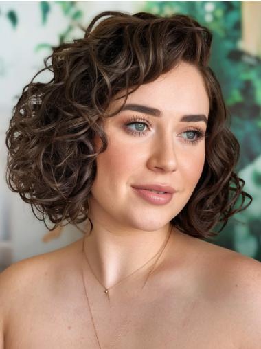 Curly Bob Wigs Monofilament Chin Length 10" Layered Wigs