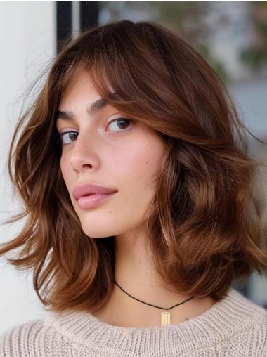 Ladies Bobs Wigs Wavy Synthetic Shoulder Length Layered Wigs