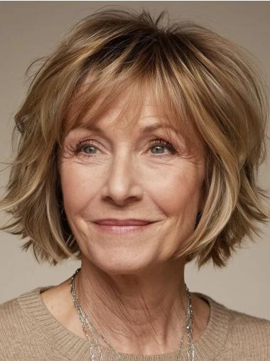 Ladies Wig Bob Monofilament Chin Length 10" With Bangs Wigs