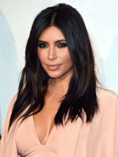 Lace Front Without Bangs 18 Inches Comfortable Kim Kardashian Hair Wig