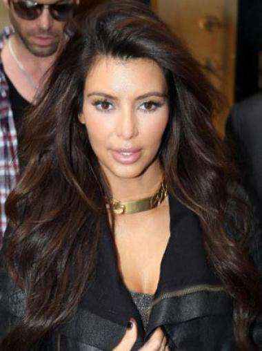 Lace Front Without Bangs Remy Human Hair 24 Inches Exquisite Kim Kardashian Style Wig