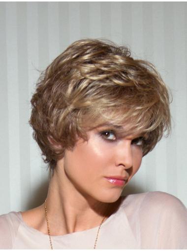 Synthetic Short Layered Blonde 6 Inches Ladies Hand Tied Wigs
