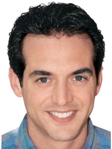 Short Monofilament Gorgeous Wavy Men Toupee Glue