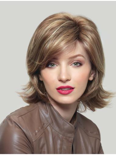 Chin Length Synthetic Flexibility Blonde Medium Length Wigs Cheap