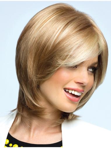 Synthetic Chin Length High Quality Blonde Medium Wavy Wig