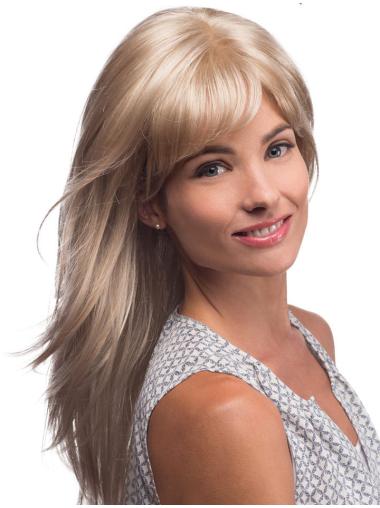Straight Layered Blonde Beautiful Human Hair Lace Front Wigs