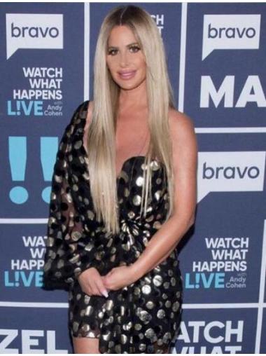 Platinum Blonde Straight 25 Inches Modern Kim Zolciak Wigs For Purchase