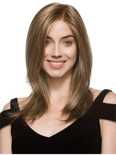 15 Inches Incredible Layered Brown Lace Front Medium Length Wigs