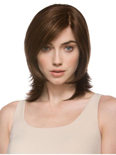 12 Inches Suitable Layered Auburn Lace Front Medium Length Wigs