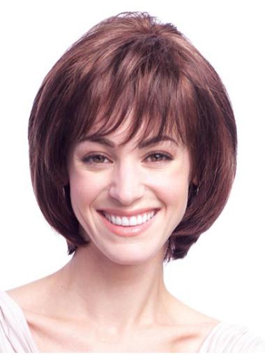 Auburn Chin Length Synthetic Monofilament Bob Wigs