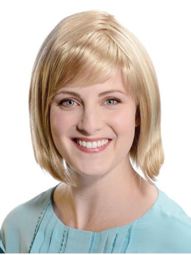 Straight 11 Inches Capless Chin Length Style Blonde Bob Wigs Cheap