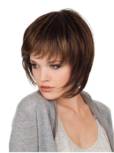 Chin Length 10 Inches Affordable Monofilament Wig With Bangs