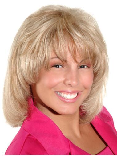 Layered Chin Length 12 Inches Cheap Best Monofilament Blonde Wig