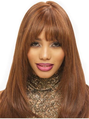 Brown With Bangs Synthetic Online Long Synthetic Lace Wigs