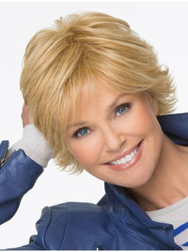 Chin Length Synthetic Flexibility Blonde Wigs Medium