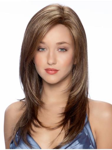 Brown Long Synthetic Discount Monofilament Wigs