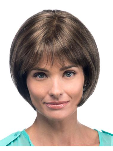 100% Hand-Tied Straight Chin Length Synthetic Bob Lace Wigs For Sale