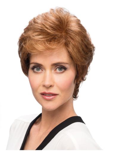 Auburn Wavy Short Natural Monofilament Wigs For Sale