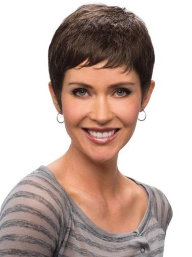 Brown Straight Cropped Convenient Cheapest Monofilament Wigs On Web