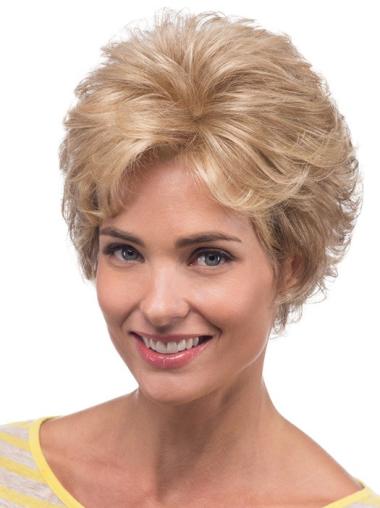 8 Inches Lace Front Layered Blonde Wigs Medium