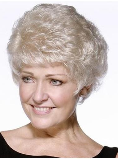 100% Hand-Tied Wavy Synthetic Best Short Grey Wig