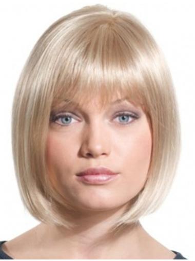 10 Inches Popular Monofilament Straight Blond Chin Length Bob Wig