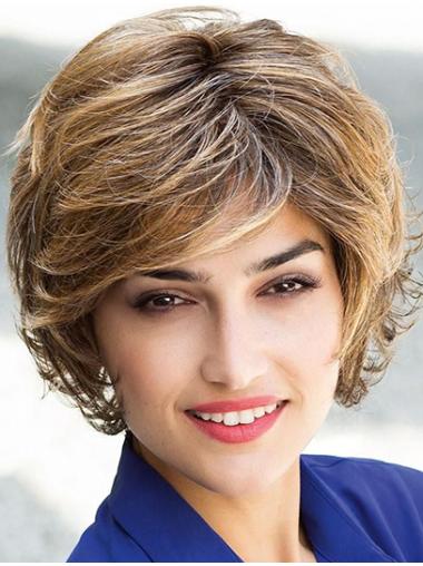 Blonde Wavy Synthetic Flexibility Womens Lace Front Wigs Real