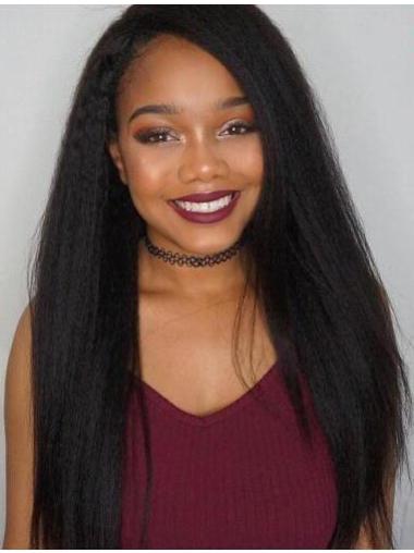 Cheapest Black Without Bangs 22 Inches Human Wigs 360 Lace