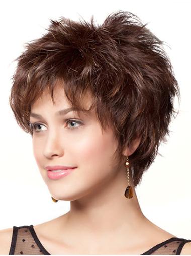 Brown Short Synthetic 8 Inches New Discount Monofilament Wigs