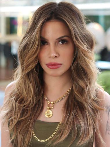 Wigs Blonde Long Monofilament 20" Wavy Without Bangs Wigs