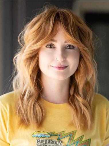 Long Wig Hairstyles Wavy Monofilament Copper Layered Wigs