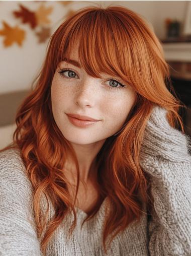 Long Wavy Wigs For Sale With Bangs Monofilament 16" Synthetic Wigs