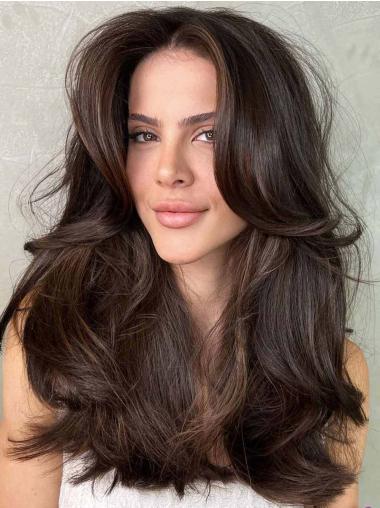 Real Hair Long Wigs Layered Lace Front 20" Wigs