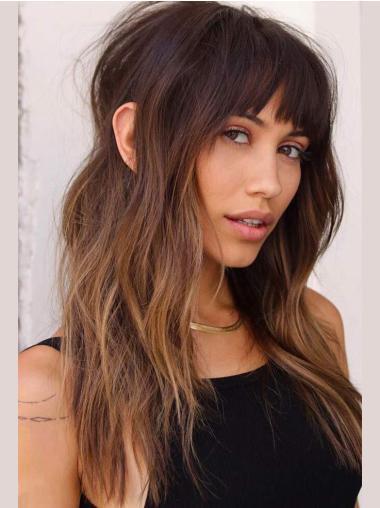 Long Hair Wig Styles Lace Front 18" Wavy With Bangs Wigs