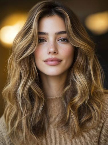 Long Synthetic Wigs Monofilament 18" Wavy Without Bangs Wigs