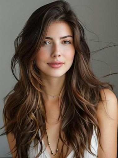 Human Hair Long Wig 22" Monofilament Wigs