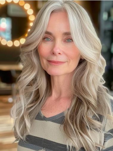 Grey Long Wigs 20" Monofilament Layered Wigs