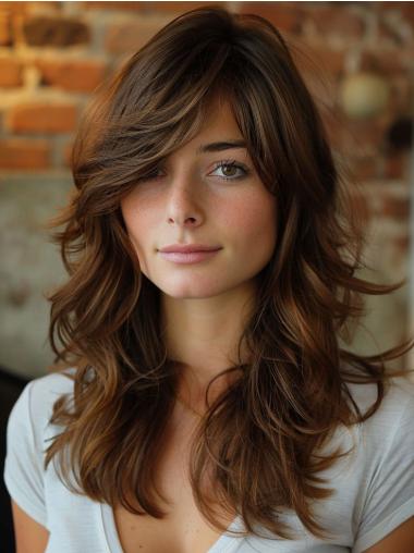 Long Length Wigs Synthetic With Bangs Wavy Monofilament Wigs