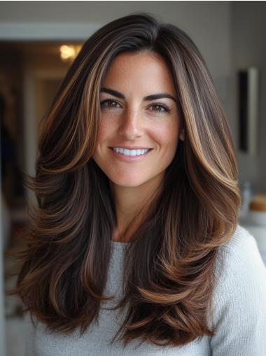 Wigs With Long Bangs Layered Wavy 20" Lace Front Wigs