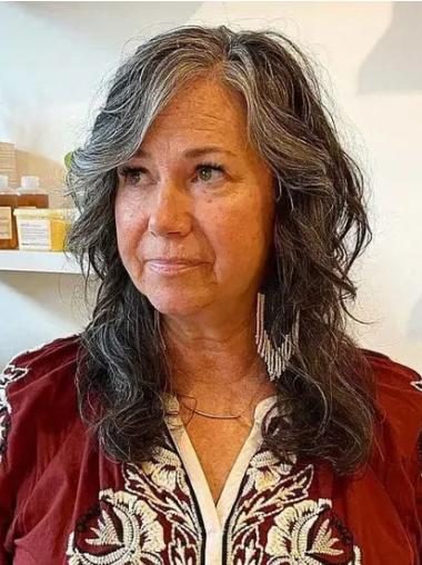 Long Grey Wigs Lace Front 16" Wavy Wigs
