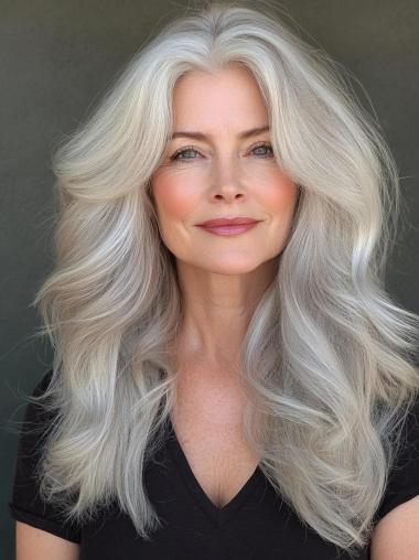 Silver Wigs Long Hair 18" Monofilament Layered Wigs