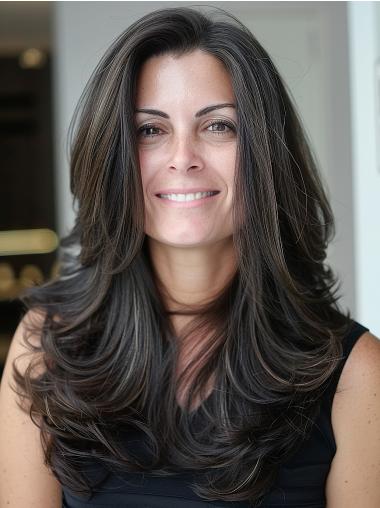 Long Real Hair Wig 20" Lace Front Brown Wigs