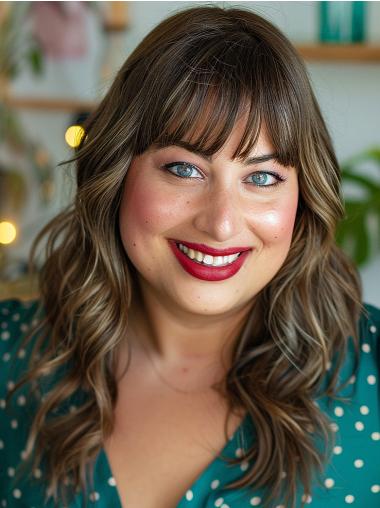 Long Hair Wigs Human Hair 16" Lace Front Wavy Wigs