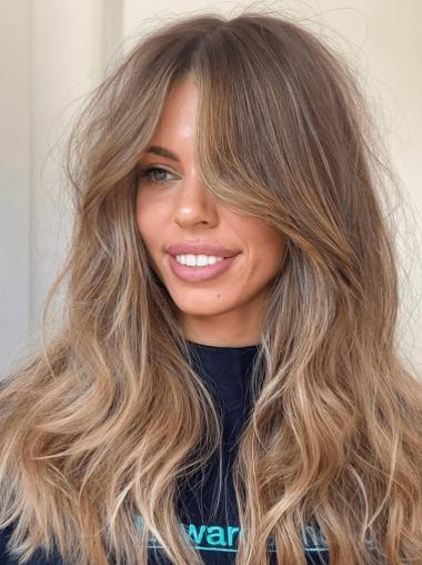 Long Hair Wigs Real Hair Layered Lace Front 18" Wigs