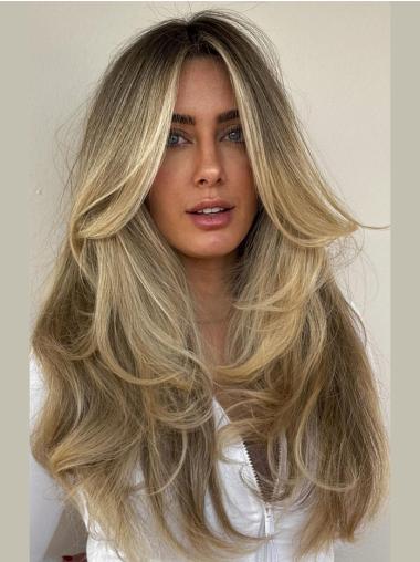 Real Wigs Long 22" Lace Front Wavy Blonde Wigs