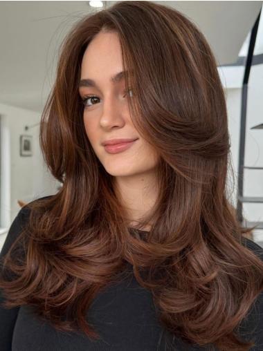 Long Wavy Wigs For Sale 18" Brown Synthetic Monofilament Wigs